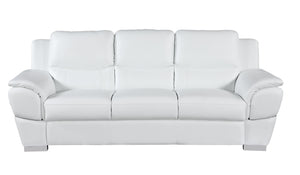 English Elm Genuine Leather Sofa with 3-Layer High-Density Foam, Stainless Steel Legs & Solid Brazilian Frame White B05777897