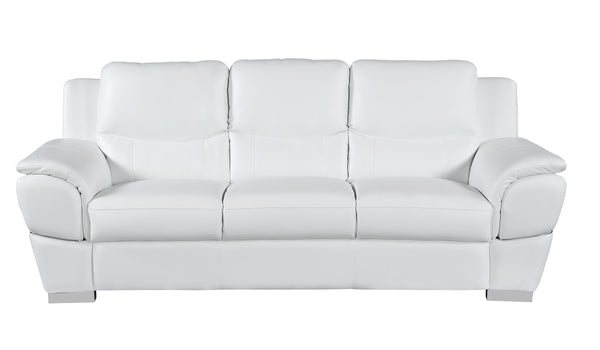 English Elm Genuine Leather Sofa with 3-Layer High-Density Foam, Stainless Steel Legs & Solid Brazilian Frame White B05777897