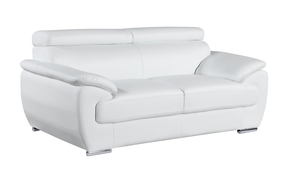 English Elm Genuine Leather Loveseat with Chrome Legs Solid Hardwood Frame for Modern Living White B05777887