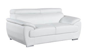 English Elm Genuine Leather Loveseat with Chrome Legs Solid Hardwood Frame for Modern Living White B05777887