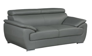 English Elm Genuine Leather Loveseat with Chrome Legs Solid Hardwood Frame for Modern Living Gray B05777884