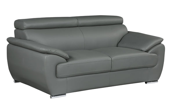 English Elm Genuine Leather Loveseat with Chrome Legs Solid Hardwood Frame for Modern Living Gray B05777884