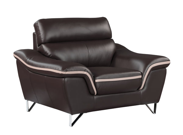 English Elm Genuine premium leather lounge chair with supportive cushioning, durable frame and elegant modern design Brown B05777853