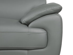 English Elm Genuine Leather Loveseat with Chrome Legs Solid Hardwood Frame for Modern Living Gray B05777884