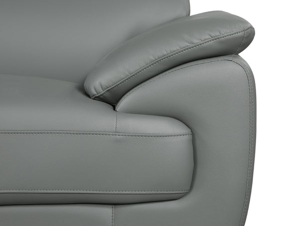 English Elm Genuine Leather Loveseat with Chrome Legs Solid Hardwood Frame for Modern Living Gray B05777884