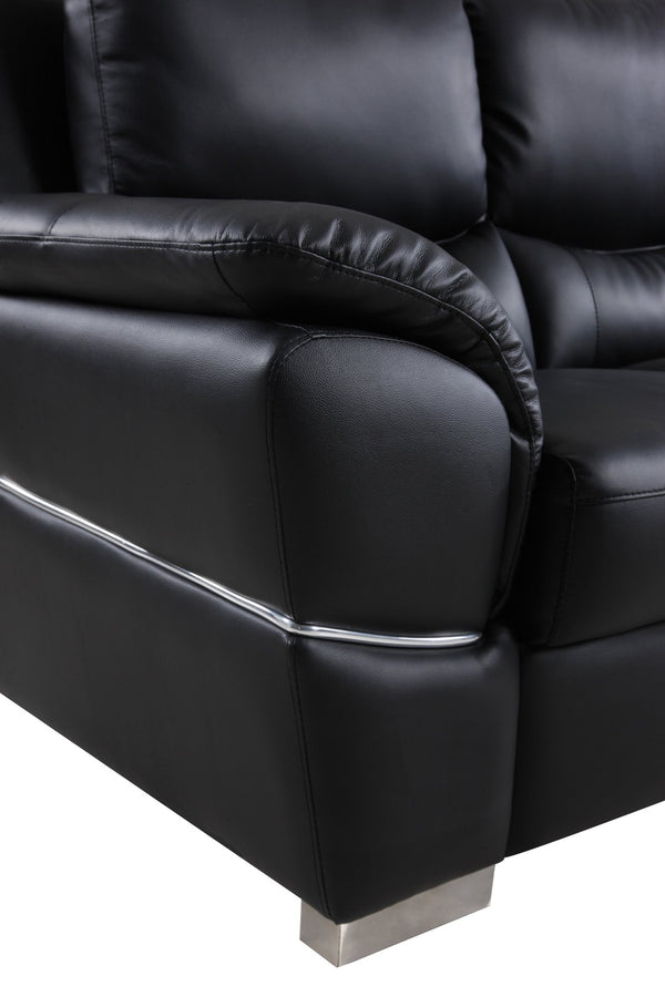 English Elm Genuine Leather Loveseat with Chrome Legs Kiln Dried Frame Living Room Seating Black B05777890