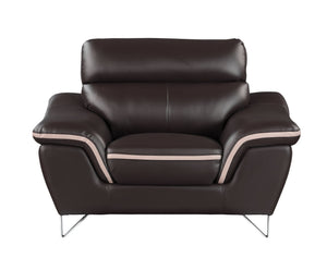 English Elm Genuine premium leather lounge chair with supportive cushioning, durable frame and elegant modern design Brown B05777853