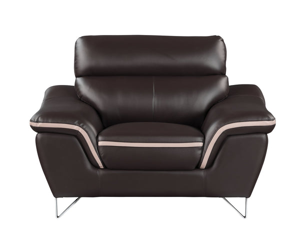 English Elm Genuine premium leather lounge chair with supportive cushioning, durable frame and elegant modern design Brown B05777853