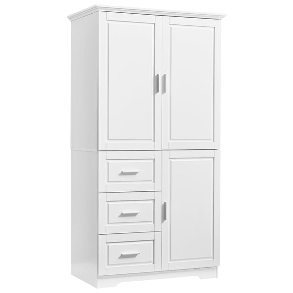 English Elm Tall Floor Storage Cabinet with Drawers Mdf Build Neutral Finish Bathroom Office White N725P331357K