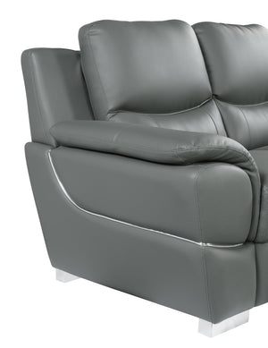 English Elm Genuine Leather Loveseat with Chrome Legs Kiln Dried Frame Living Room Seating Gray B05777893