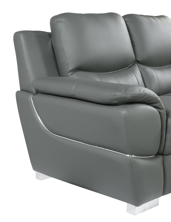 English Elm Genuine Leather Loveseat with Chrome Legs Kiln Dried Frame Living Room Seating Gray B05777893