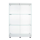 Hearth and Haven Two Door Glass Cabinet Glass Display Cabinet with 3 Shelves W151084143