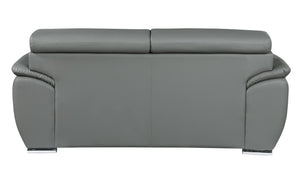 English Elm Genuine Leather Loveseat with Chrome Legs Solid Hardwood Frame for Modern Living Gray B05777884