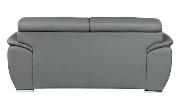 English Elm Genuine Leather Loveseat with Chrome Legs Solid Hardwood Frame for Modern Living Gray B05777884