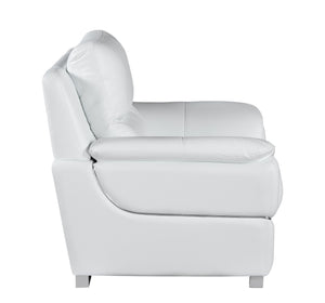 English Elm Genuine Leather Chair with 3-Layer High-Density Foam, Stainless Steel Chrome Legs, Solid Wood Frame White B05777895