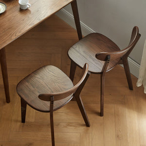 English Elm (set of 2) Solid Oak Dining Chairs Fas Grade Hardwood Curved Back Natural Finish W1283P143272