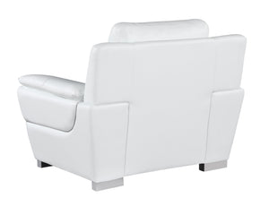 English Elm Genuine Leather Chair with 3-Layer High-Density Foam, Stainless Steel Chrome Legs, Solid Wood Frame White B05777895