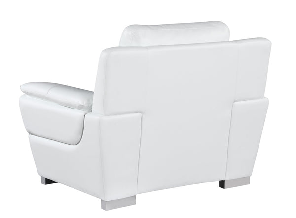 English Elm Genuine Leather Chair with 3-Layer High-Density Foam, Stainless Steel Chrome Legs, Solid Wood Frame White B05777895