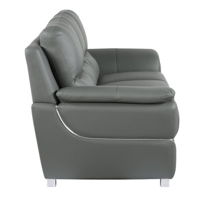 English Elm Genuine Leather Loveseat with Chrome Legs Kiln Dried Frame Living Room Seating Gray B05777893