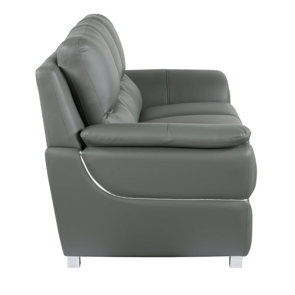 English Elm Genuine Leather Loveseat with Chrome Legs Kiln Dried Frame Living Room Seating Gray B05777893