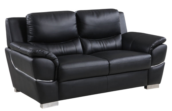 English Elm Genuine Leather Loveseat with Chrome Legs Kiln Dried Frame Living Room Seating Black B05777890