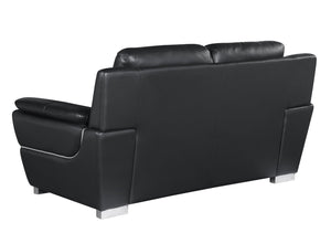 English Elm Genuine Leather Loveseat with Chrome Legs Kiln Dried Frame Living Room Seating Black B05777890