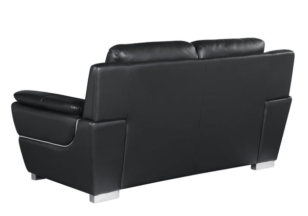 English Elm Genuine Leather Loveseat with Chrome Legs Kiln Dried Frame Living Room Seating Black B05777890
