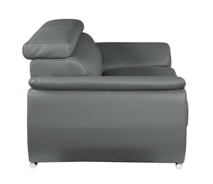 English Elm Genuine Leather Loveseat with Chrome Legs Solid Hardwood Frame for Modern Living Gray B05777884