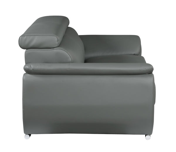 English Elm Genuine Leather Loveseat with Chrome Legs Solid Hardwood Frame for Modern Living Gray B05777884