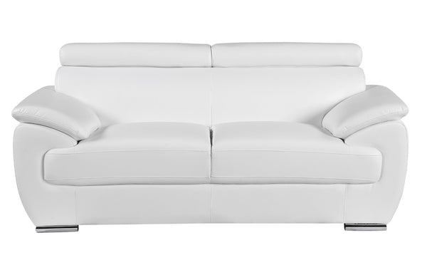 English Elm Genuine Leather Loveseat with Chrome Legs Solid Hardwood Frame for Modern Living White B05777887