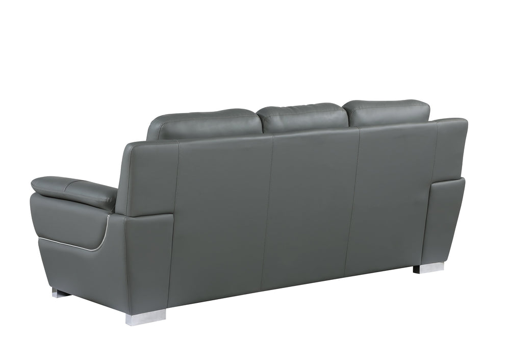 English Elm Global Genuine Leather Sofa Gray – 3-Layer High-Density Foam, Stainless Chrome Legs, Solid Wood Frame B05777894