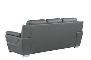 English Elm Global Genuine Leather Sofa Gray – 3-Layer High-Density Foam, Stainless Chrome Legs, Solid Wood Frame B05777894