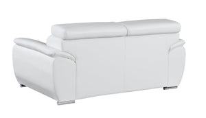 English Elm Genuine Leather Loveseat with Chrome Legs Solid Hardwood Frame for Modern Living White B05777887