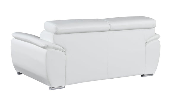 English Elm Genuine Leather Loveseat with Chrome Legs Solid Hardwood Frame for Modern Living White B05777887