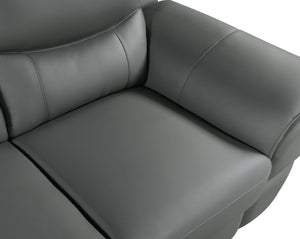 English Elm Genuine Leather Chair with 3-Layer High-Density Foam, Stainless Steel Chrome Legs, Solid Wood Frame Gray B05777892