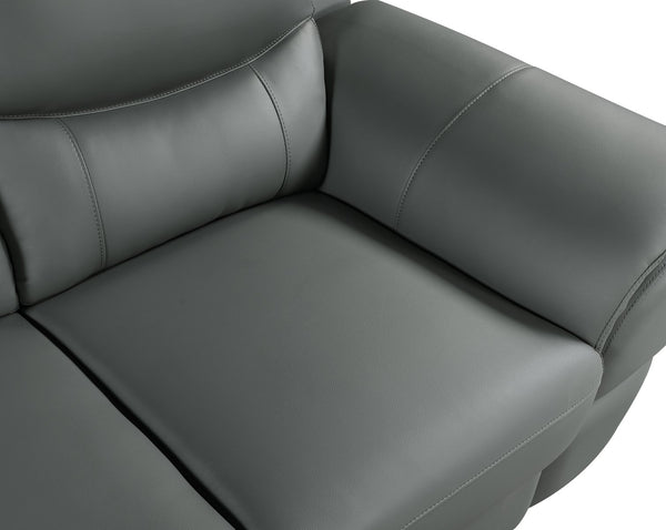 English Elm Genuine Leather Chair with 3-Layer High-Density Foam, Stainless Steel Chrome Legs, Solid Wood Frame Gray B05777892