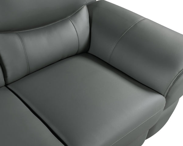 English Elm Genuine Leather Loveseat with Chrome Legs Kiln Dried Frame Living Room Seating Gray B05777893