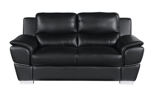 English Elm Genuine Leather Loveseat with Chrome Legs Kiln Dried Frame Living Room Seating Black B05777890