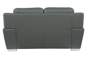 English Elm Genuine Leather Loveseat with Chrome Legs Kiln Dried Frame Living Room Seating Gray B05777893