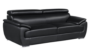 English Elm Genuine Premium Leather Sofa with 3-Layer High-Density Foam, Stainless Steel Legs, Solid Wood Frame Black B05777882