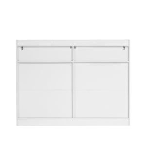 English Elm 6 Drawer Dresser with RGB LED Backlight, White Modern 6-Drawer Chest with Anti-Tip Kit for Bedroom W132166406