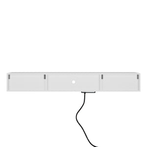 English Elm Floating TV Stand Wall Mounted with 16-Color LED Ambience, Modern 63" Floating Cabinet for 55–65" TVs, White W132166344