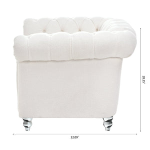 English Elm 1 Seater Pu Leather Accent Sofa Tufted Pocket Spring Chair for Living Room W68078887