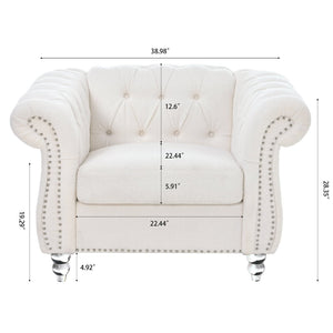 English Elm 1 Seater Teddy Velvet Accent Chair with Pocket Spring Support and Acrylic Legs W680P430879