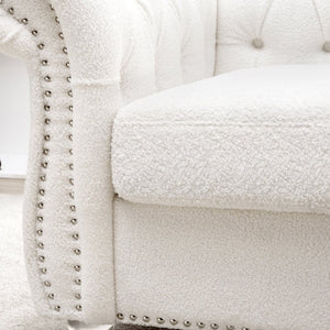 English Elm 1 Seater Pu Leather Accent Sofa Tufted Pocket Spring Chair for Living Room W68078887