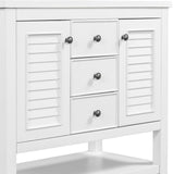 English Elm 36" Bathroom Vanity Without Sink, Cabinet Base Only, Two Cabinets and Drawers, Open Shelf, Solid Wood Frame, White