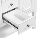 English Elm 36" Bathroom Vanity With Ceramic Basin, Two Cabinets and Drawers, Open Shelf, Solid Wood Frame, White (Old Sku: Sy999101Aak)