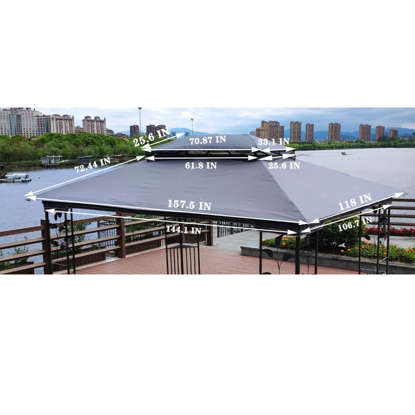 English Elm 13x10 Ft Double Roof Gazebo Replacement Canopy Uv Resistant Polyester Outdoor Cover W41941992