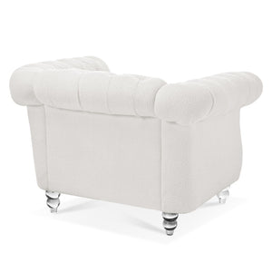 English Elm 1 Seater Teddy Velvet Accent Chair with Pocket Spring Support and Acrylic Legs W680P430879