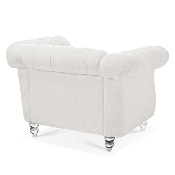 English Elm 1 Seater Teddy Velvet Accent Chair with Pocket Spring Support and Acrylic Legs W680P430879